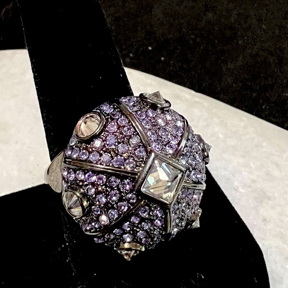 Jewelry - Purple & Clear Rhinestone‎ Dome Statement Ring